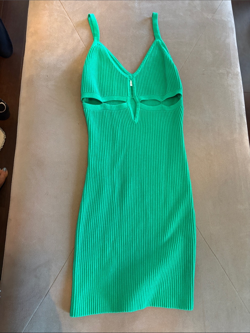 Better Be Bright Green Ribbed Cutout Mini Dress